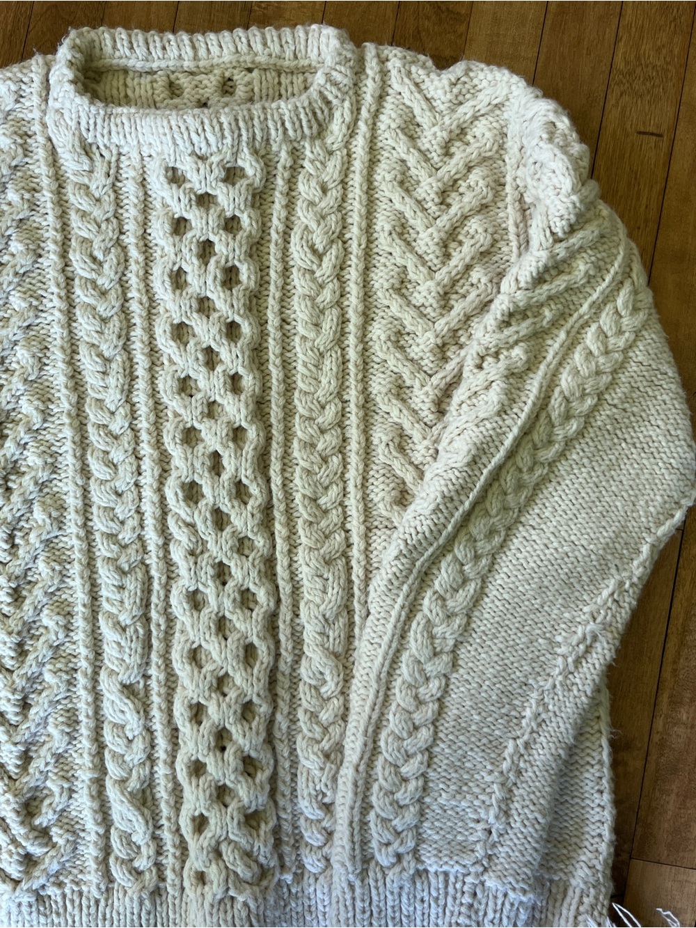 Hand-Knit Cream Fisherman’s Sweater - Women's